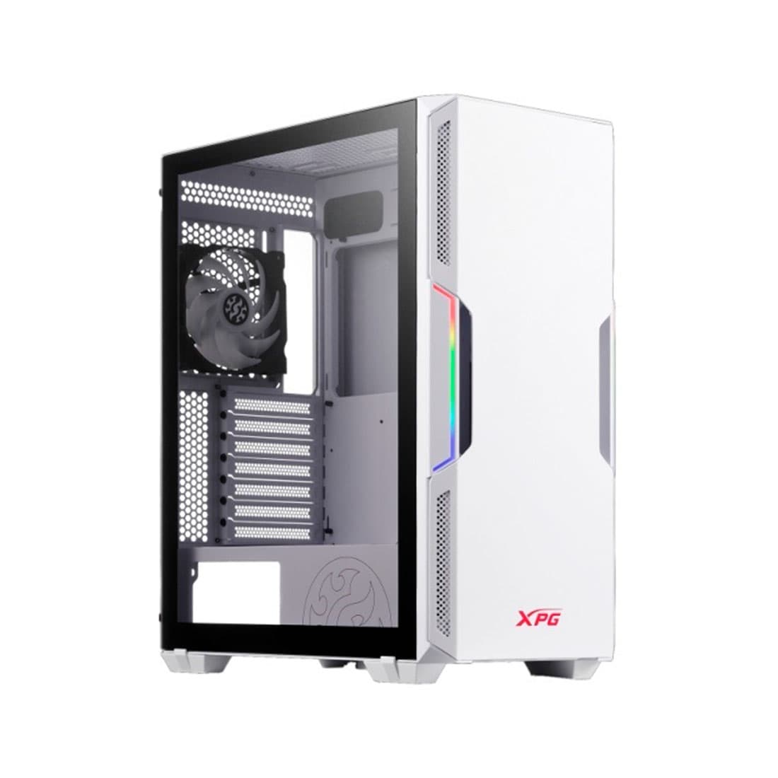 Компьютерный корпус, XPG, Starker White, STARKER-WHCWW, Mid Tower, ATX/ m-ATX/ Mini-ITX, USB 3.0*2/ HD-Audio+Mic, Кулер 2*12см ARGB, Высота процессорного кулера до 165мм, Длина VGA до 350мм, Количество внутренних отсеков 3*3,5"/3*2,5", Сталь/Закаленное стекло, 465x215x400 мм, без Б/П, Белый