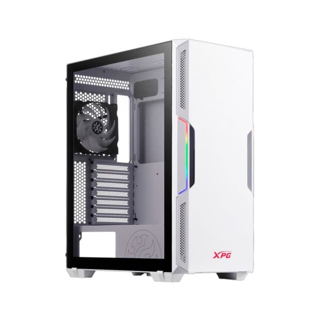 Компьютерный корпус, XPG, Starker White, STARKER-WHCWW, Mid Tower, ATX/ m-ATX/ Mini-ITX, USB 3.0*2/ HD-Audio+Mic, Кулер 2*12см ARGB, Высота процессорного кулера до 165мм, Длина VGA до 350мм, Количество внутренних отсеков 3*3,5"/3*2,5", Сталь/Закаленное стекло, 465x215x400 мм, без Б/П, Белый