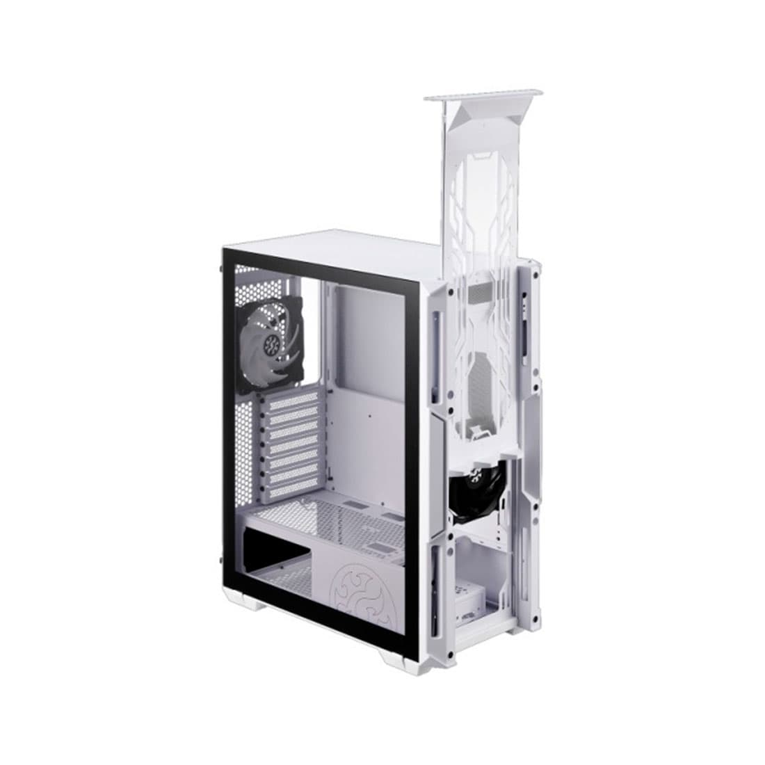 Компьютерный корпус, XPG, Starker White, STARKER-WHCWW, Mid Tower, ATX/ m-ATX/ Mini-ITX, USB 3.0*2/ HD-Audio+Mic, Кулер 2*12см ARGB, Высота процессорного кулера до 165мм, Длина VGA до 350мм, Количество внутренних отсеков 3*3,5"/3*2,5", Сталь/Закаленное стекло, 465x215x400 мм, без Б/П, Белый