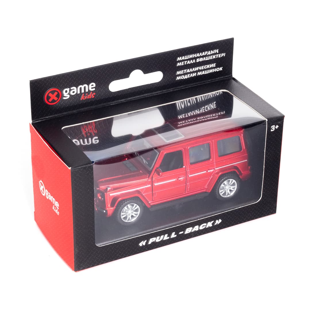 Металлическая машинка, X-Game Kids, 63000MR, 1:32, Длина 12.1 см, Открывающиеся двери, Pull-back двигатель, Красный металлик, Цветная коробка