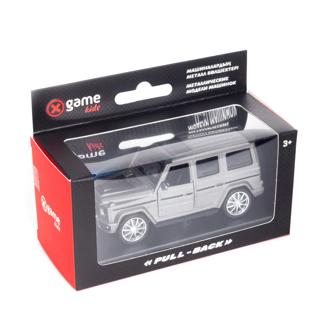 Металлическая машинка, X-Game Kids, 63700S, 1:32, Длина 12.1 см, Открывающиеся двери, Pull-back двигатель, Серебристый металлик, Цветная коробка