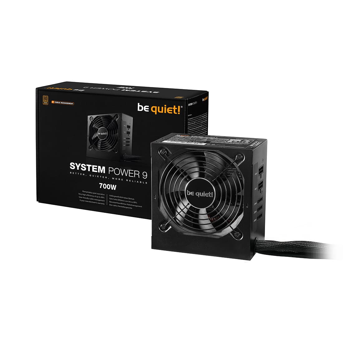 Блок питания, Bequiet!, System Power 9 700W CM, BN303, 700W, 80 PLUS Bronze, ATX, 20+4-pin, P4+4, 4xPCI-E 6+2-pin, 2xPATA 4-pin, 10xSATA 15-pin, FDD, кабель питания, черный