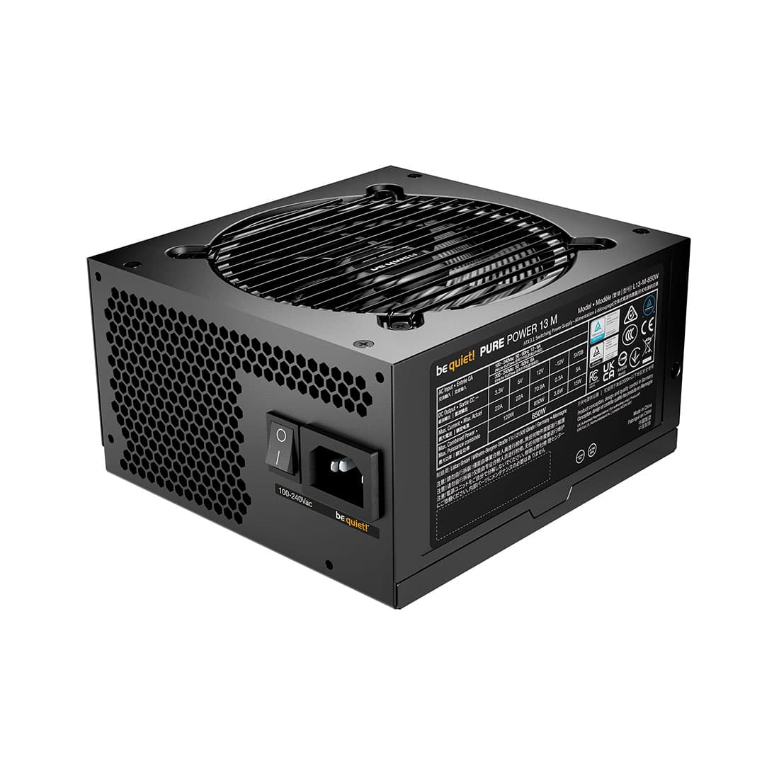Блок питания, Bequiet!, Pure Power 13M 850W, BP027EU, 850W, Bronze, ATX 3.1, APFC, 1*20+4pin, 1*4+4pin, 1*8pin, 6*SATA, 2*Molex, 4*PCI-E 6+2 pin, 1*PCI-E 12+4pin, Modular, Вентилятор 12см, 160*86*150 см, Черный