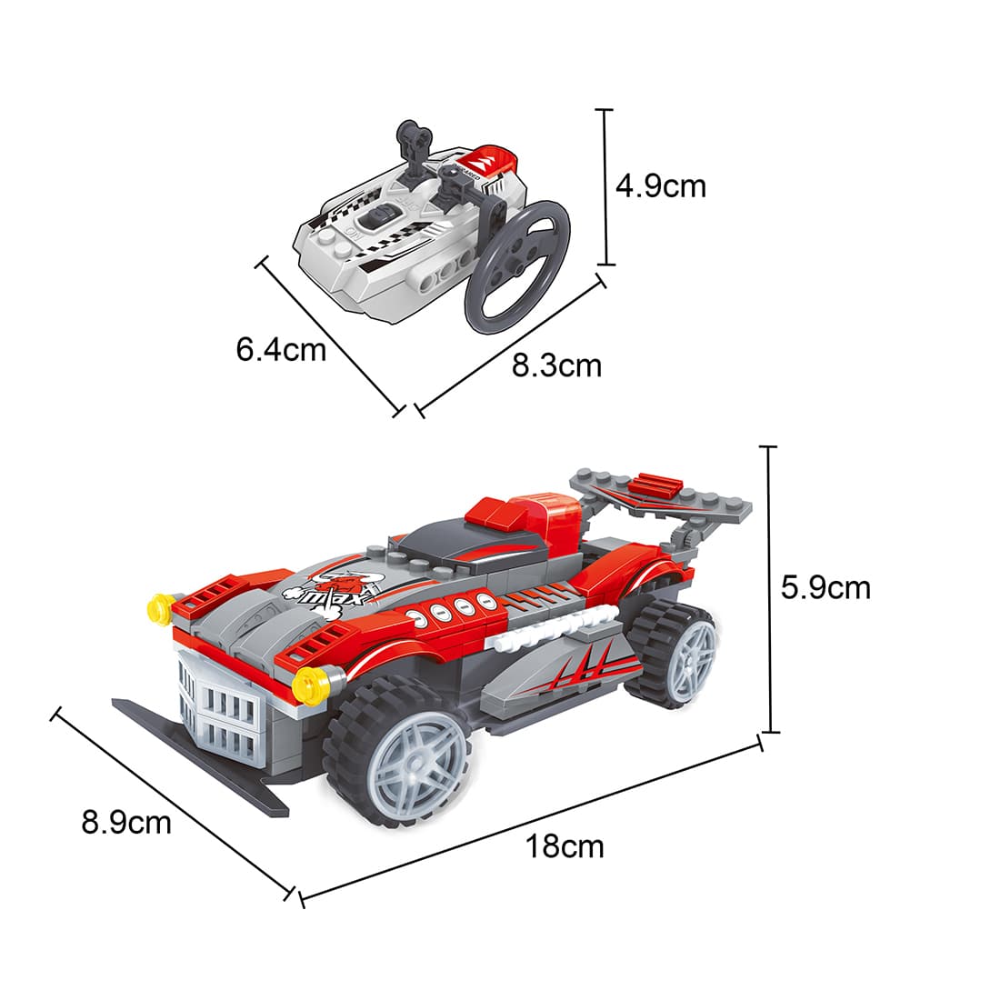 Игровой конструктор, Keyixing, 20111, Гонка, Спортивный автомобиль на инфракрасном пульте управления, 185 деталей, Цветная коробка