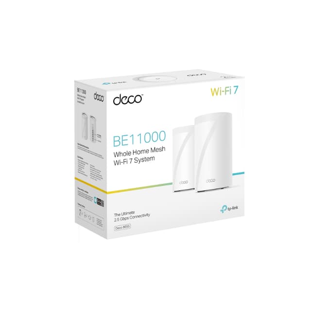 Беспроводная MESH-система Wi-Fi, TP-Link, Deco BE65 Pro(2-pack), 6 ГГц/5 ГГц/2,4Ггц, 802.11be/b/ax/n/ac/a/g, WI-FI 7, 2 порта 5 Гбит/с, 2 модуля в комплекте