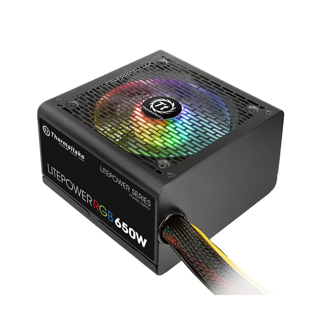 Блок питания, Thermaltake, Litepower RGB 650W, PS-LTP-0650NHSANE-1, 650W, ATX, APFC, 20+4 pin, 4+4pin, 5*Sata, 6*Molex, 2*PCI-E 6+2-pin, FDD, Non-modular, Вентилятор RGB 12 см, 150х86х140мм, Чёрный