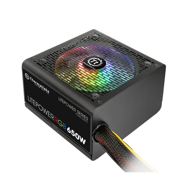 Блок питания, Thermaltake, Litepower RGB 650W, PS-LTP-0650NHSANE-1, 650W, ATX, APFC, 20+4 pin, 4+4pin, 5*Sata, 6*Molex, 2*PCI-E 6+2-pin, FDD, Non-modular, Вентилятор RGB 12 см, 150х86х140мм, Чёрный