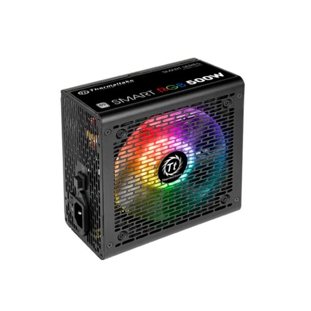 Блок питания, Thermaltake, Smart Pro RGB 500W, PS-SPR-0500NHSAWE-1, 500W, ATX, Standard, APFC, 20+4 pin, 4+4pin, 5*Sata, 4*Molex, 2*PCI-E 6+2 pin, FDD, Non-modular, Вентилятор RGB 12 см, 150*85*140мм, Чёрный