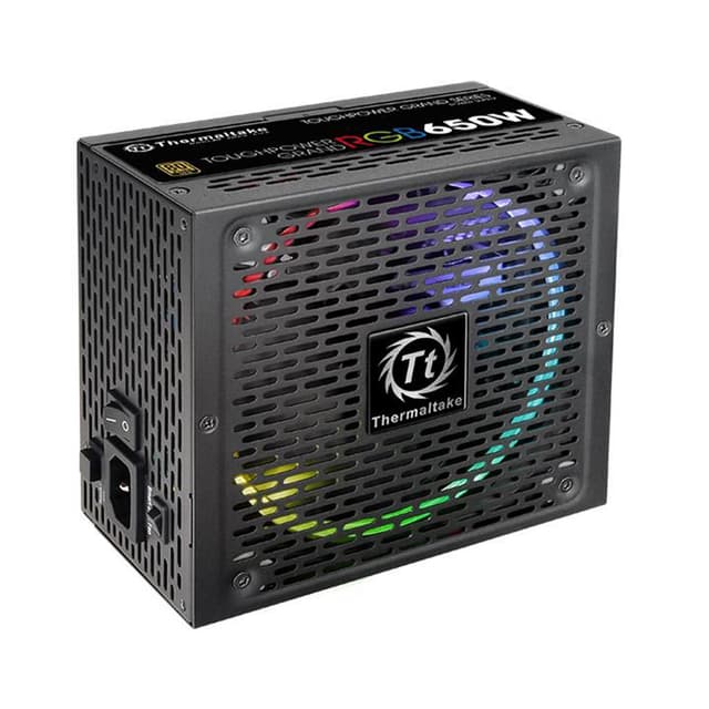 Блок питания, Thermaltake, Toughpower Grand RGB Sync Edition 650W, PS-TPG-0650FPCGEU-S, 650W, ATX, Gold, APFC, 20+4 pin, 4+4pin, 12*Sata, 4*Molex, 6*PCI-E 6+2 pin, FDD, RGB sync cable, Modular, Вентилятор RGB 14 см, 150х86х160мм, Чёрный