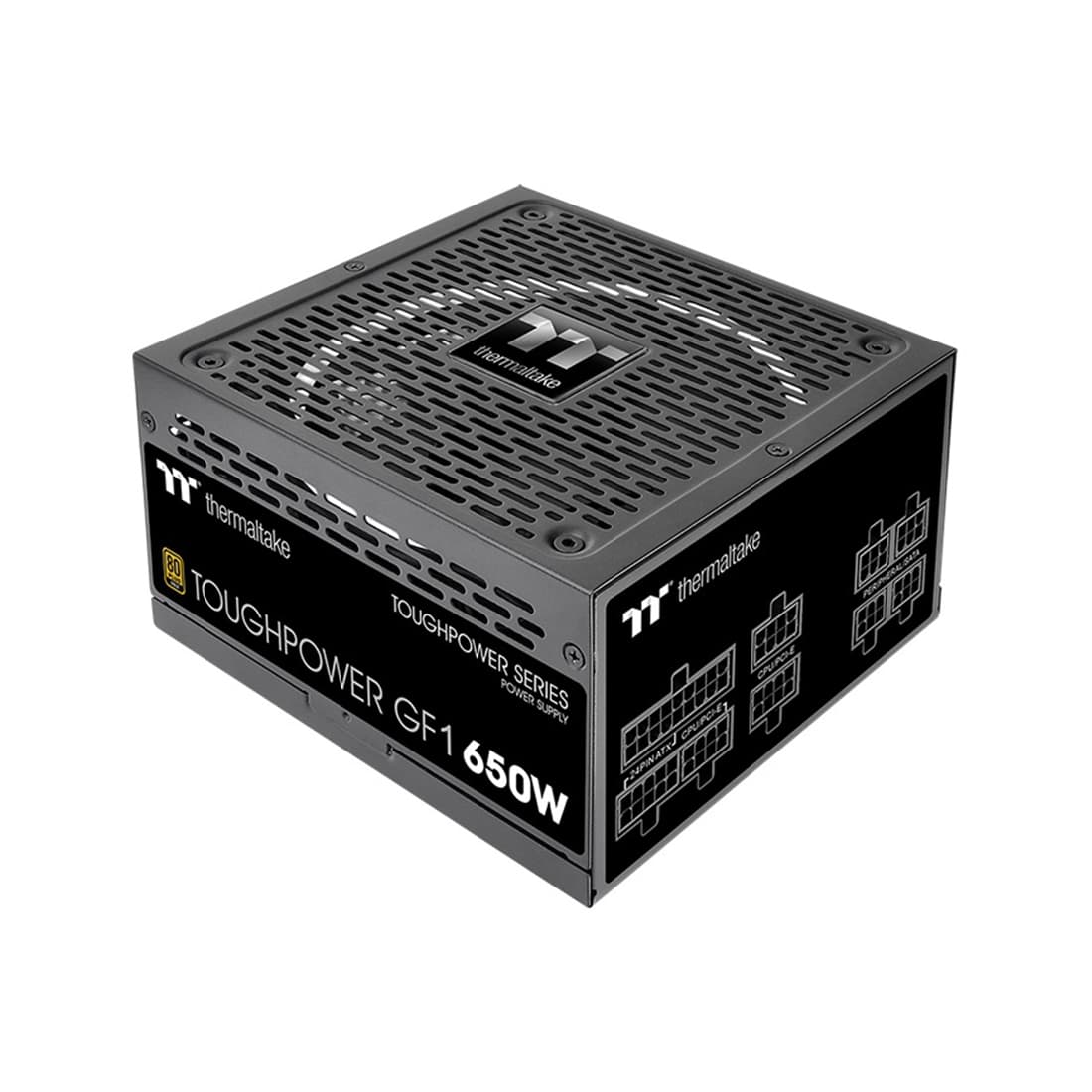 Блок питания, Thermaltake, Toughpower GF1 650W, PS-TPD-0650FNFAGE-1, 650W, ATX, Gold, APFC, 20+4 pin, 4+4pin, 9*Sata, 4*Molex, 4*PCI-E 6+2 pin, FDD, Modular, Вентилятор 14 см, 150х86х160мм, Чёрный