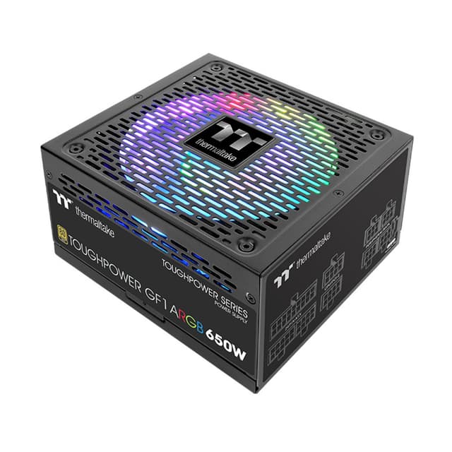 Блок питания, Thermaltake, Toughpower GF1 ARGB 650W, PS-TPD-0650F3FAGE-1, 650W, ATX, Gold, APFC, 20+4 pin, 4+4pin, 8pin, 9*Sata, 4*Molex, 4*PCI-E 6+2 pin, FDD, Modular, Вентилятор ARGB 14 см, 150х86х160мм, Чёрный