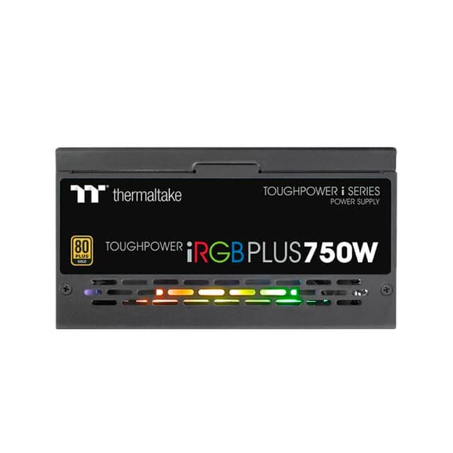 Блок питания, Thermaltake, Toughpower iRGB 750W, PS-TPI-0750F3FDGE-1, 750W, ATX, Gold, APFC, 20+4 pin, 4+4pin, 9*Sata, 4*Molex, 4*PCI-E 6+2 pin, FDD, Modular, Вентилятор RGB 14 см, 150х86х160мм, Чёрный