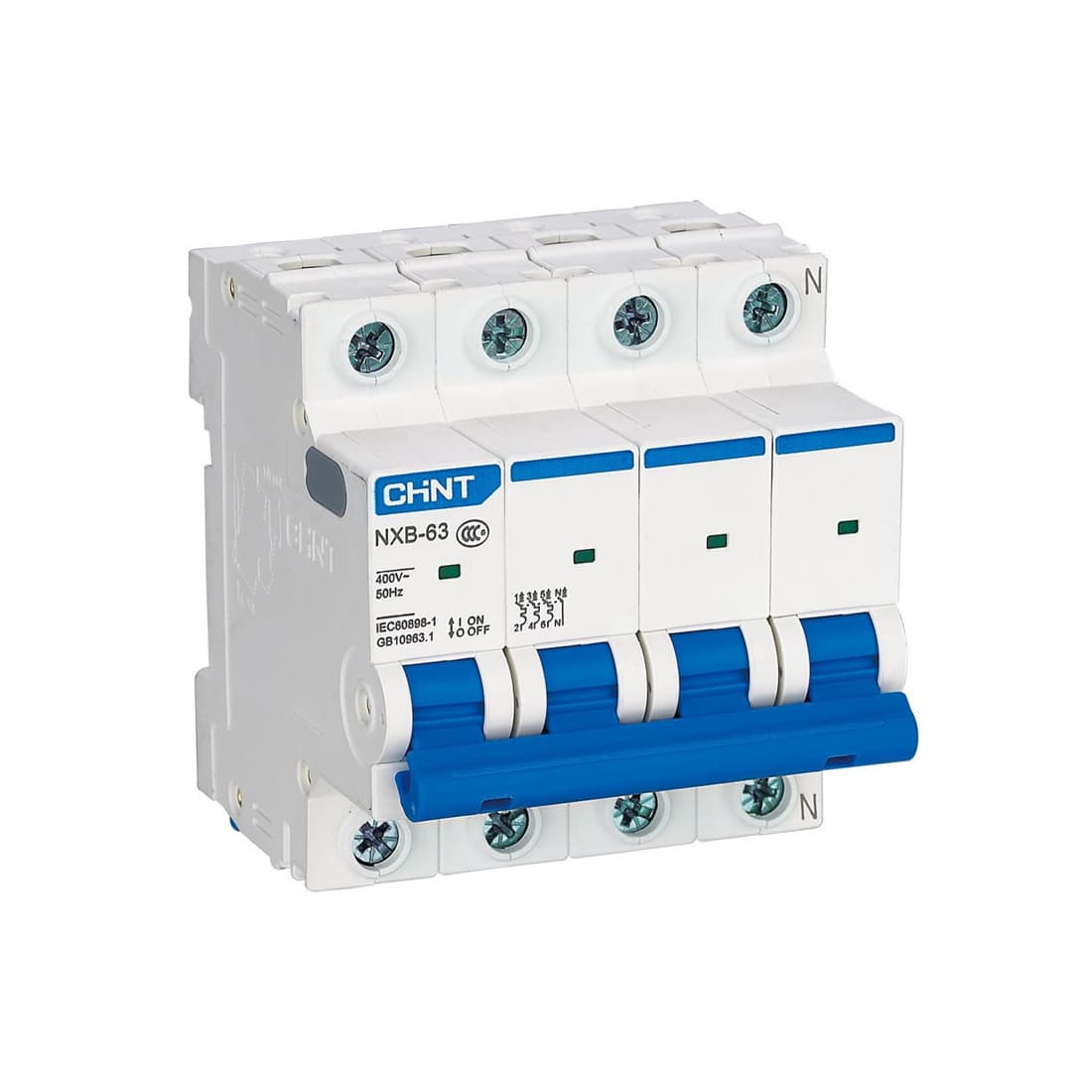 Автоматический выключатель, CHINT, 296910 NXB-63S, 4P 50A C 4,5kA