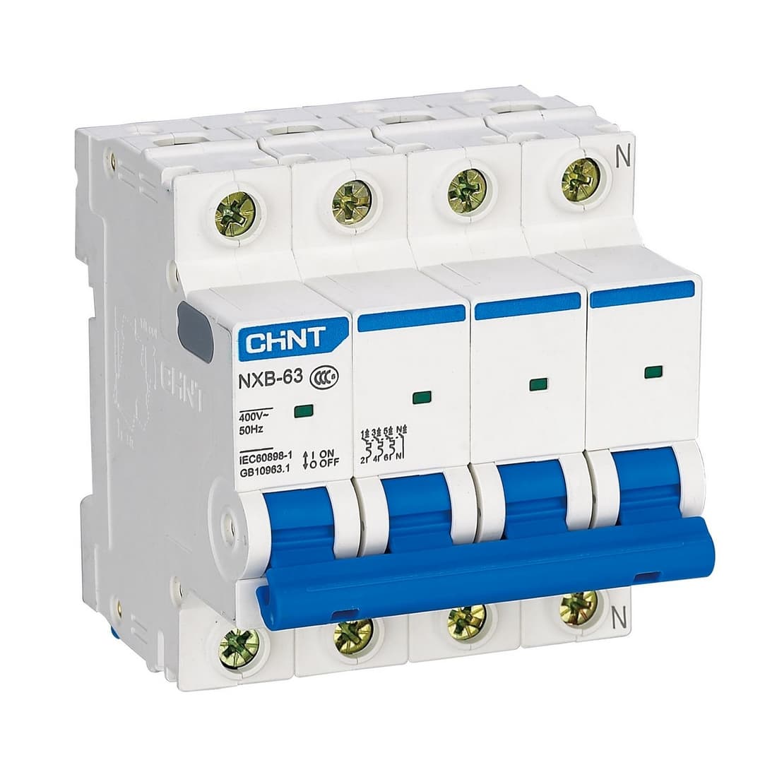 Автоматический выключатель, CHINT, 814251 NXB-63, 4P 32A C 6kA