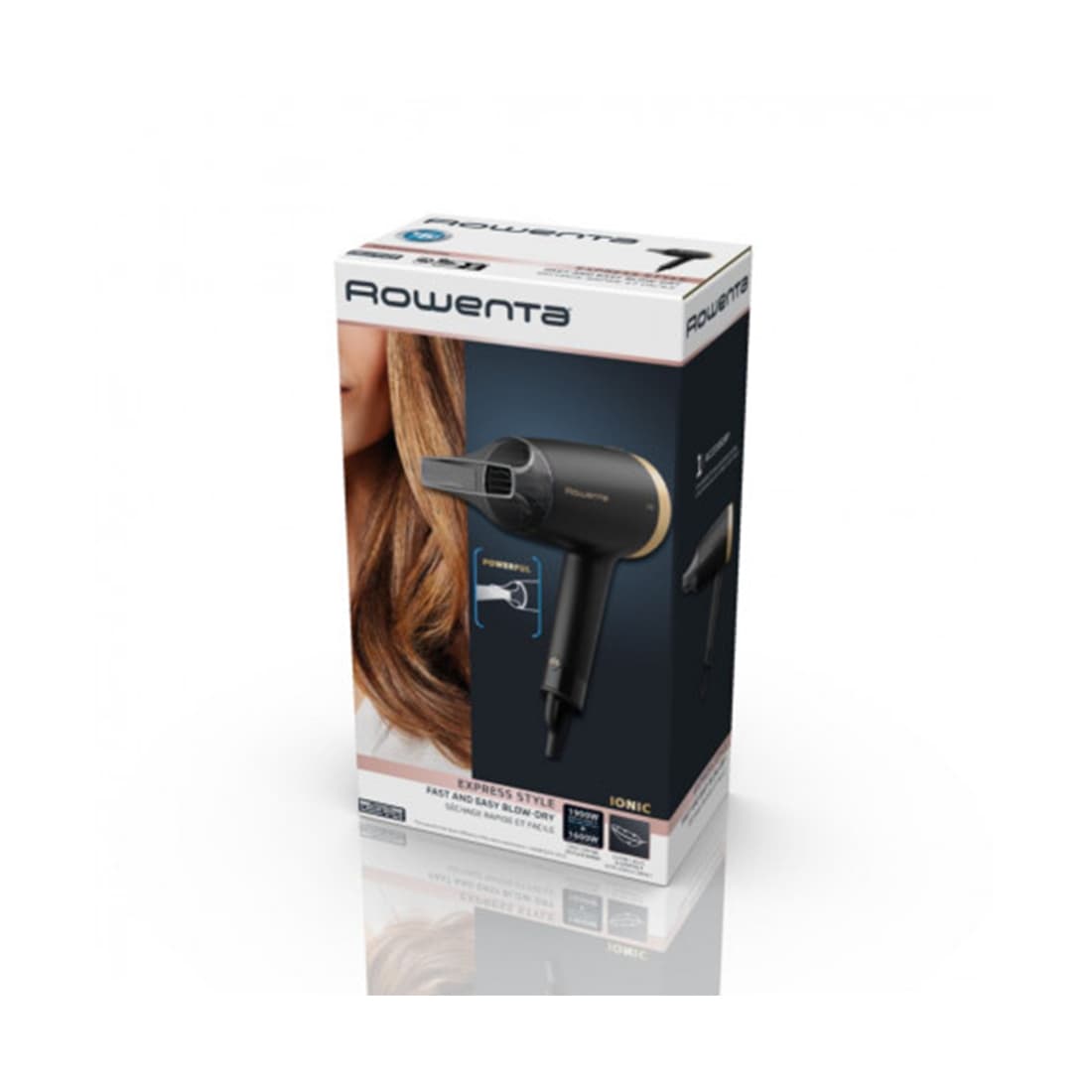 Фен, Rowenta, CV1811F0, Мощность 1600 Вт, DC мотор, Система ионизации, 2 температурных режима, 2 настройки скорости, Черный
