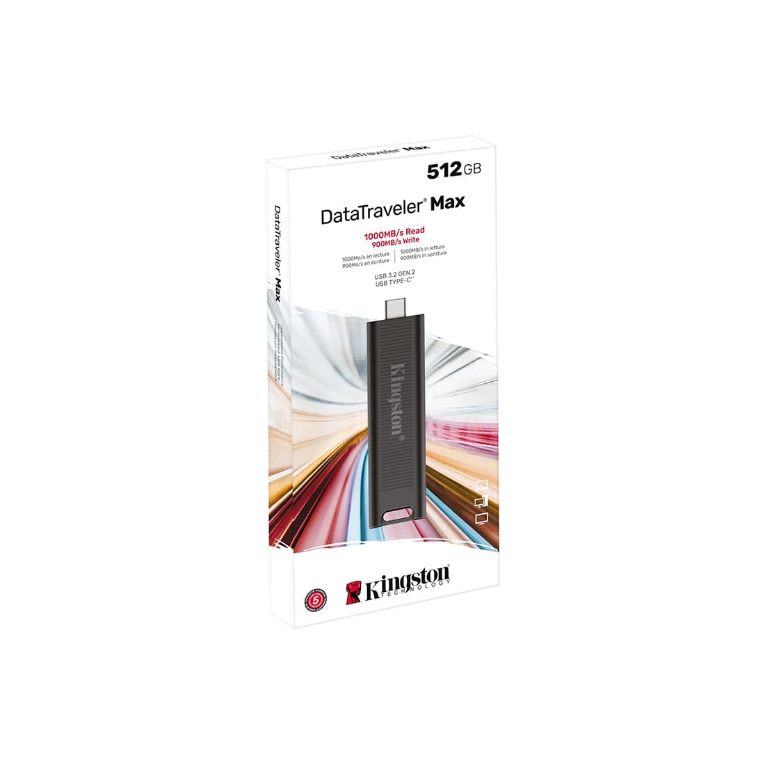 USB-накопитель, Kingston, DTMAX/512GB, 512GB, USB-C, Черный