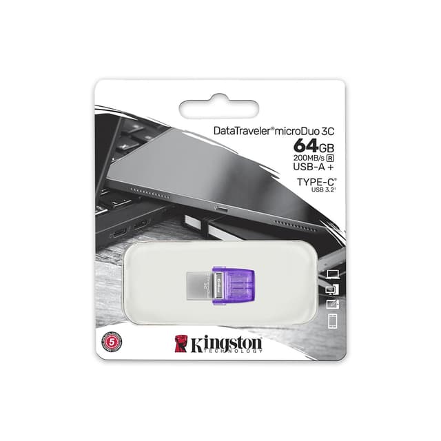 USB-накопитель, Kingston, DTDUO3CG3/64GB, 64GB, USB 3.2, Фиолетовый