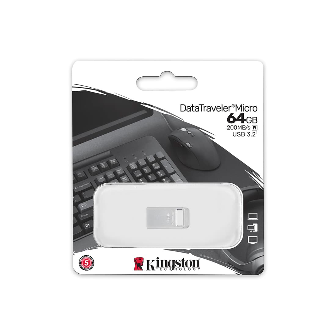 USB-накопитель, Kingston, DTMC3G2/64GB, 64GB, USB 3.2, Серебристый
