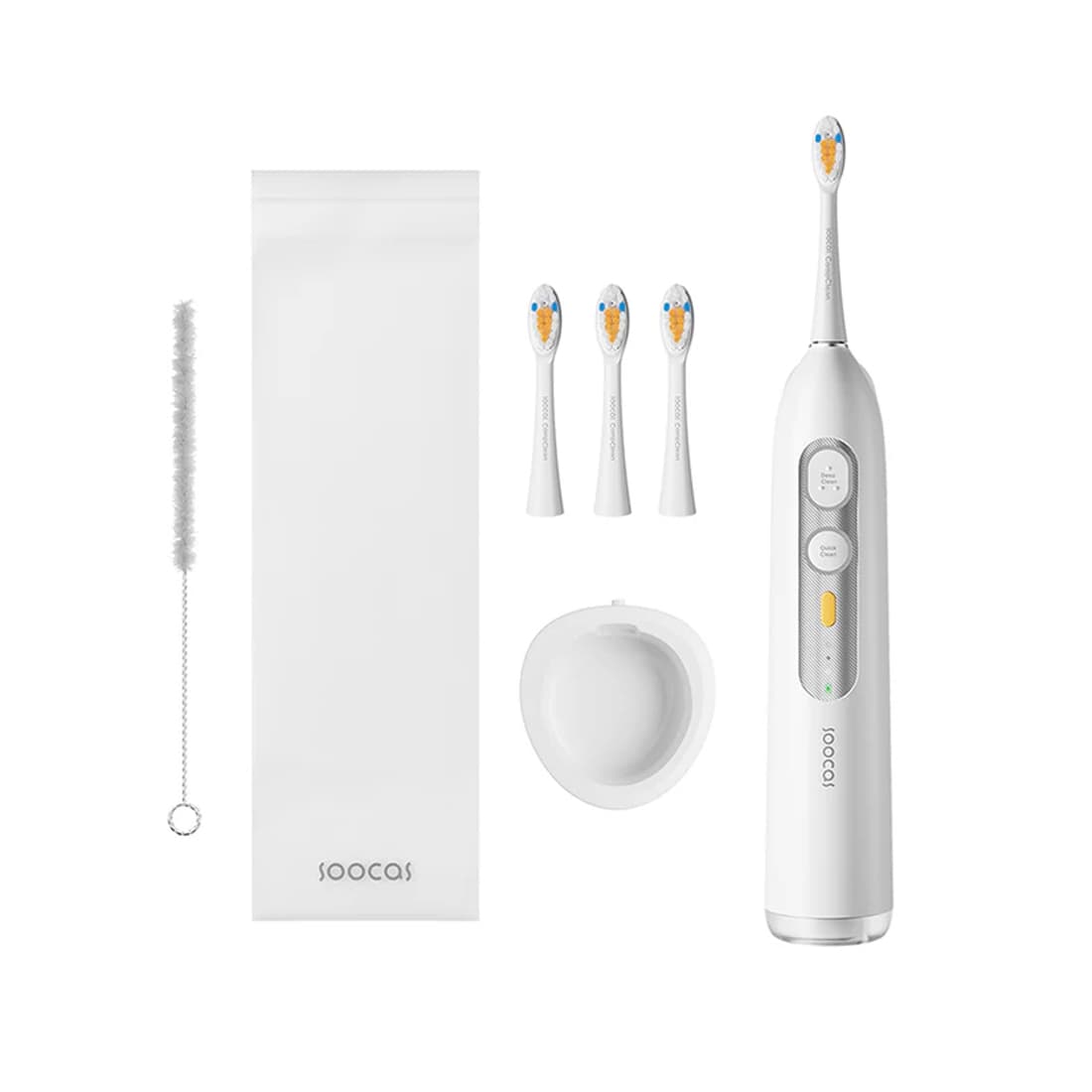 Электрическая зубная щетка с ирригатором, Soocas, Neos (T03), 2600 мАч, IPX8, Время работы аккумулятора до 30 дней, 2 режима, 3 скорости, Время заряда аккумулятора 4-6 ч, 100 мл, 55 дБ, Беспроводная зарядка, Белый