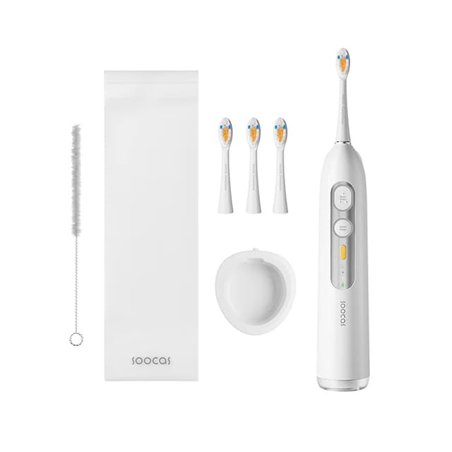 Электрическая зубная щетка с ирригатором, Soocas, Neos (T03), 2600 мАч, IPX8, Время работы аккумулятора до 30 дней, 2 режима, 3 скорости, Время заряда аккумулятора 4-6 ч, 100 мл, 55 дБ, Беспроводная зарядка, Белый