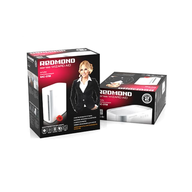 Очиститель воздуха, Redmond, RAC-3708, Белый,Установка	настольная напольная,Тип управления сенсорный Мощность	55 Вт, Напряжение	220-240 В, 50 Гц