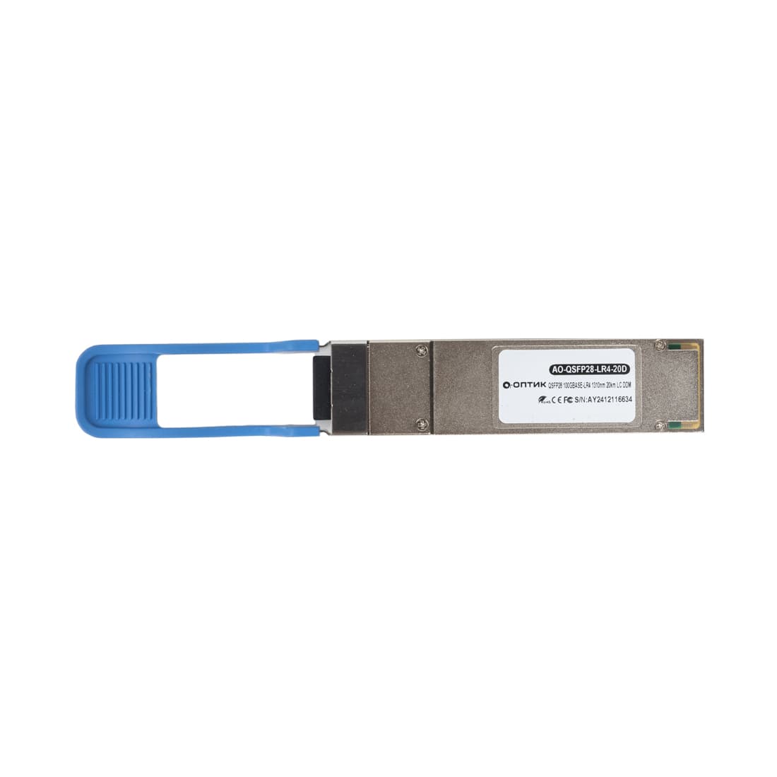 Трансивер, А-Оптик, AO-QSFP28-LR4-20D, QSFP28, single-mode, 100GBASE-LR4, 1310nm, 20Кm, LC duplex
