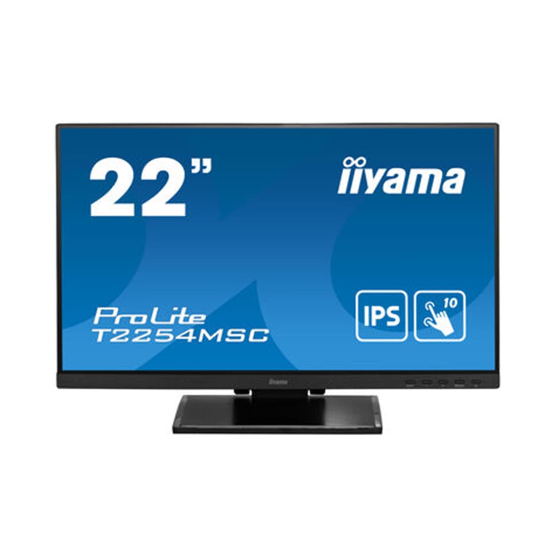Монитор, iiyama, ProLite PLT2254M, T2254MSC-B1AG, TOUCH, 21.5", 3840 x 2160, IPS, 60ГЦ, HDMI (v2.0), DP(v1.2), DVI, USB (v3.2 x2), 350кд/м2, 1000:1, 4мс, Регулировка наклона/поворота/высоты/вращения, 100x100, 178/178, 16:9, 16.7, Черный