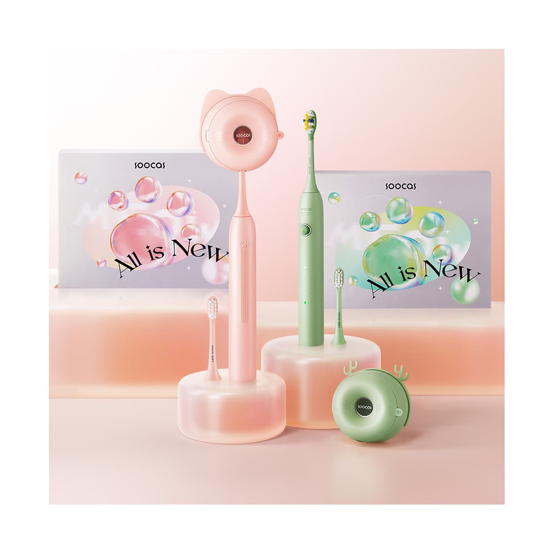 Умная зубная электрощетка, Soocas, D3, 2000 мАч, Bluetooth, IPX8, Время работы до 183 дней, 38400 об/мин, Стерилизация, Розовый