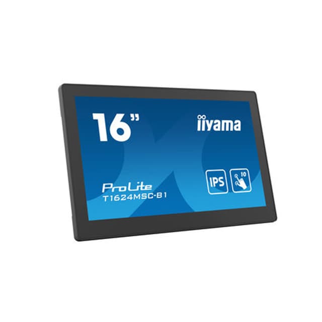 Монитор, iiyama, ProLite PLT1624M, T1624MSC-B1, 15.6", 1920 x 1080, IPS, 16:9, 60 Гц, 450 кд/м?, 25 мс, 16.7М, 800:1, 178/178, HDMI*1, USB*2, Mini jack, Регулировка наклона, Черный