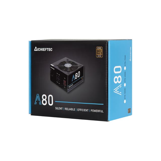 Блок питания, Chieftec, A-80 CTG-550C, 550W, ATX, APFC, Semi Modular, 20+4pin, 4+4pin, 6*Sata, 4*Molex, 2*PCIe 6+2-pin, Вентилятор 12см, Черный