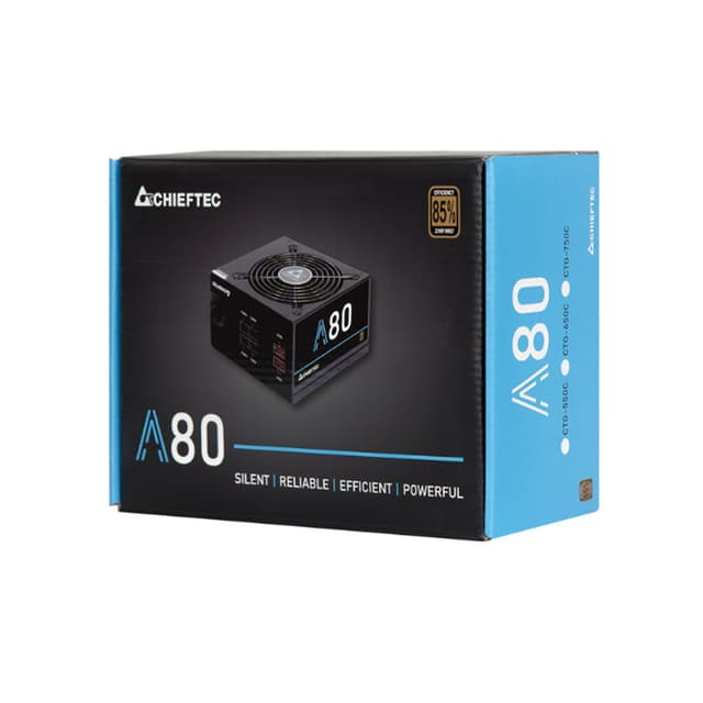 Блок питания, Chieftec, A-80 CTG-650C, 650W, ATX, APFC, Semi Modular, 20+4pin, 4+4pin, 6*Sata, 4*Molex, 2*PCIe 6+2-pin, Вентилятор 12см, Черный