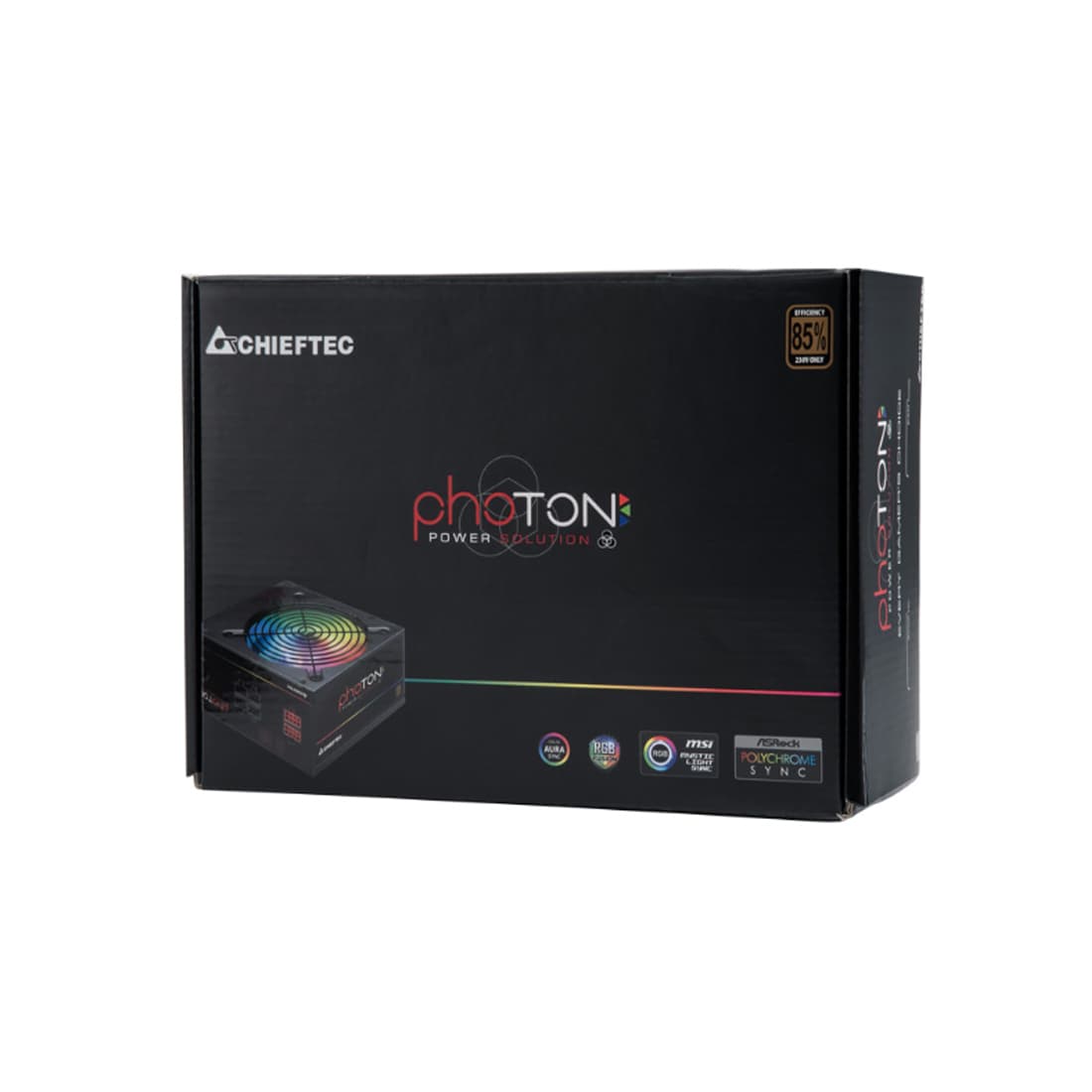 Блок питания, Chieftec, Photon CTG-750C-RGB, 750W, ATX, APFC, Semi Modular, 20+4pin, 4+4pin, 6*Sata, 4*Molex, 4*PCIe 6+2-pin, Вентилятор 12см RGB, Черный