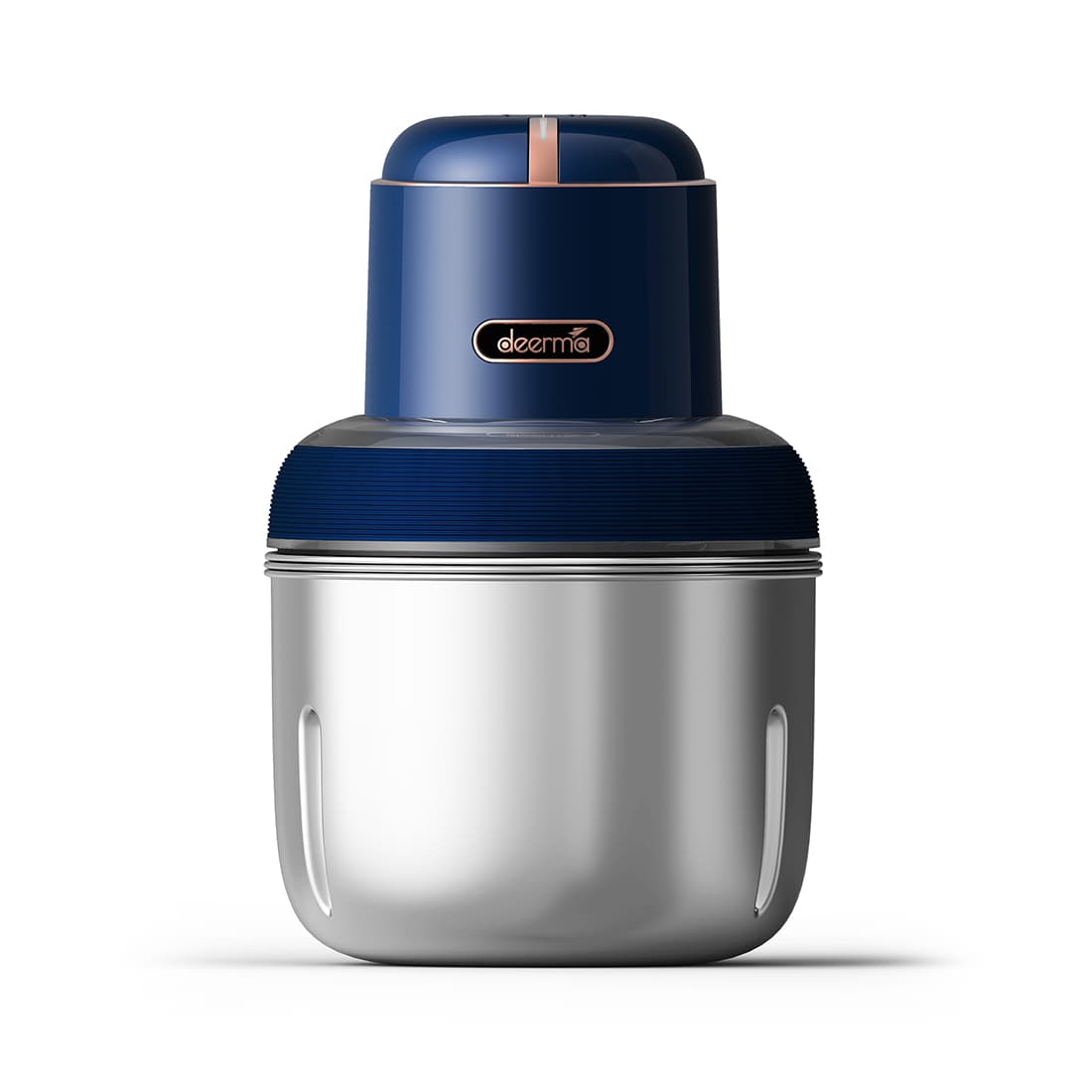 Беспроводной мини-комбайн, Deerma, Food Processor DEM-JR08, Мощность 220 Вт, Объемы чаш: 0.8, 1.0, 1.2 л, Функции: измельчение, нарезка, взбивание, очистка чеснока, Синий