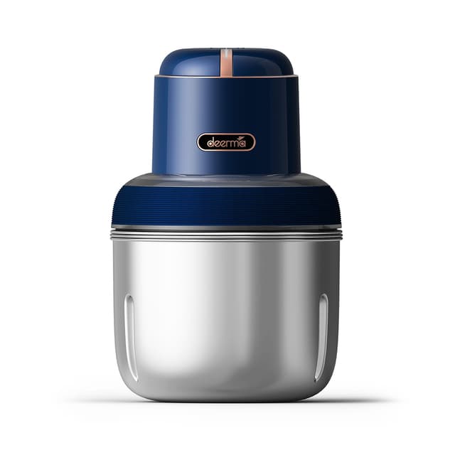 Беспроводной мини-комбайн, Deerma, Food Processor DEM-JR08, Мощность 220 Вт, Объемы чаш: 0.8, 1.0, 1.2 л, Функции: измельчение, нарезка, взбивание, очистка чеснока, Синий