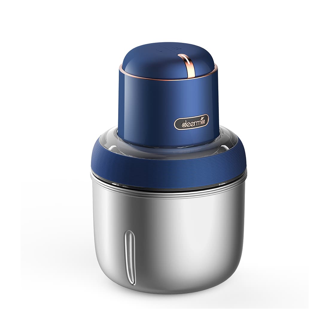 Беспроводной мини-комбайн, Deerma, Food Processor DEM-JR08, Мощность 220 Вт, Объемы чаш: 0.8, 1.0, 1.2 л, Функции: измельчение, нарезка, взбивание, очистка чеснока, Синий