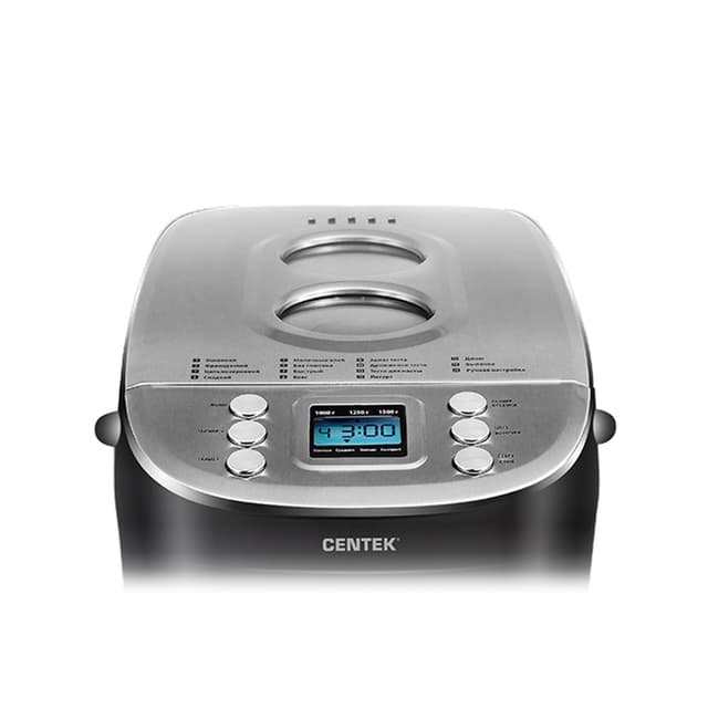 Хлебопечь, Centek, CT-1415, 1500 г, Большой объем, 860Вт, 15 программ, Таймер, LCD, Окошко, Черный