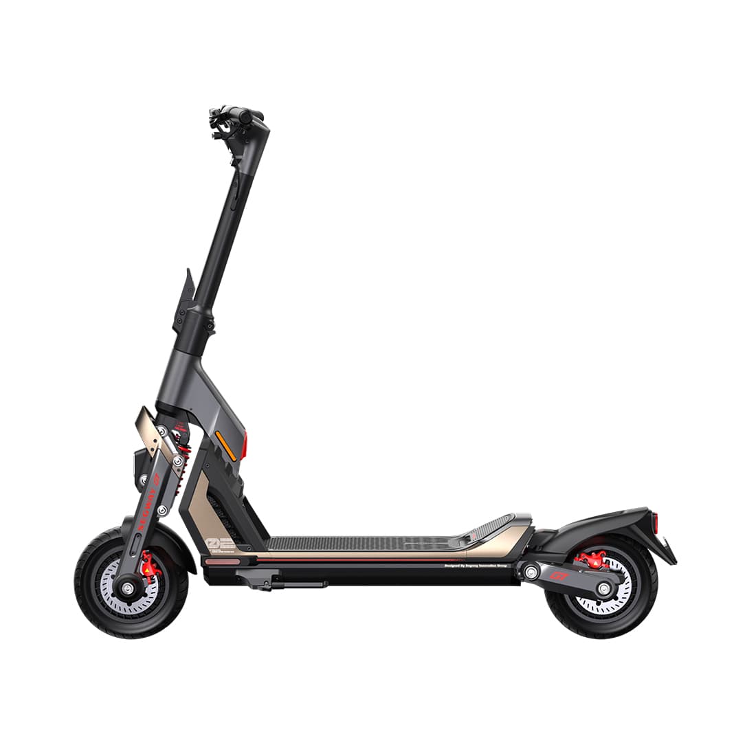 Электросамокат, Ninebot, KickScooter GT2P, Складной дизайн, Запас хода до 90 км, Максимальная скорость 70 км/ч, Мощность двигателя 3000 Вт, Преодоление макс. уклона 16°/30%, Размер шин 11 дюймов, Влагозащита IPX4, Серый