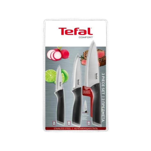 Набор ножей, Tefal, Сomfort knives K221S375, 3шт, Нержавеющая сталь, Материал ручки – пластик