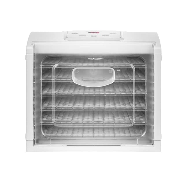 Сушилка для овощей и фруктов, Kitfort, КТ-1907, Мощность 500 Вт, Горизонтальный обдув, Максимальная температура 70 °C, Минимальная температура 35 °C, Длина шнура 1.15м, Дисплей , Таймер, Защита от перегрева, 12 поддонов, 6 сеток, Белый