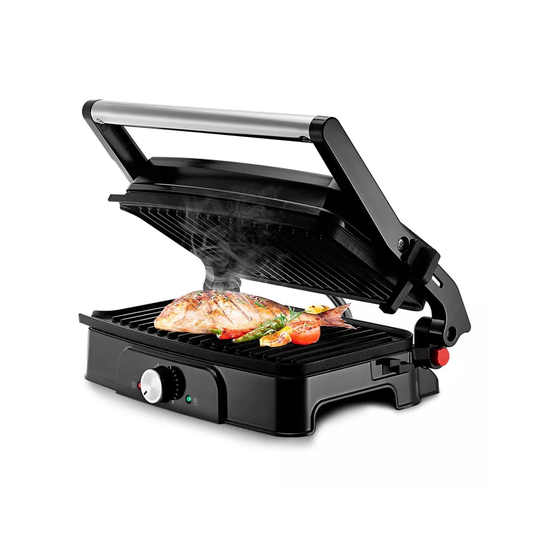 Гриль, Kitfort, КТ-1659, Мощность 1500 Вт, Макс. температура нагрева 230°C, Регулировка t, Размер панелей 278 х 170 мм, Длина шнура 0.7м, Индикация нагрева, Индикация включения, Стальной