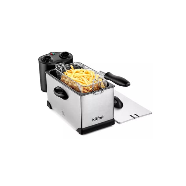 Фритюрница, Kitfort, КТ-4052, Механическое управление, Диапазон температур 130-190 °C, Объем масла 3 л, Мощность номинальная 2000 Вт, Длина сетевого шнура 1м, Таймер, Черный, Стальной
