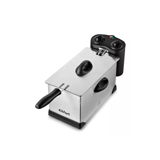 Фритюрница, Kitfort, КТ-4052, Механическое управление, Диапазон температур 130-190 °C, Объем масла 3 л, Мощность номинальная 2000 Вт, Длина сетевого шнура 1м, Таймер, Черный, Стальной