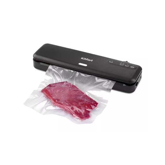 Вакууматор, Kitfort, КТ-1509-1, (черный), Кнопочное управление, Мощность 130 Вт, 5 режимов работы, Ширина рулона / пакета 29 см, Черный