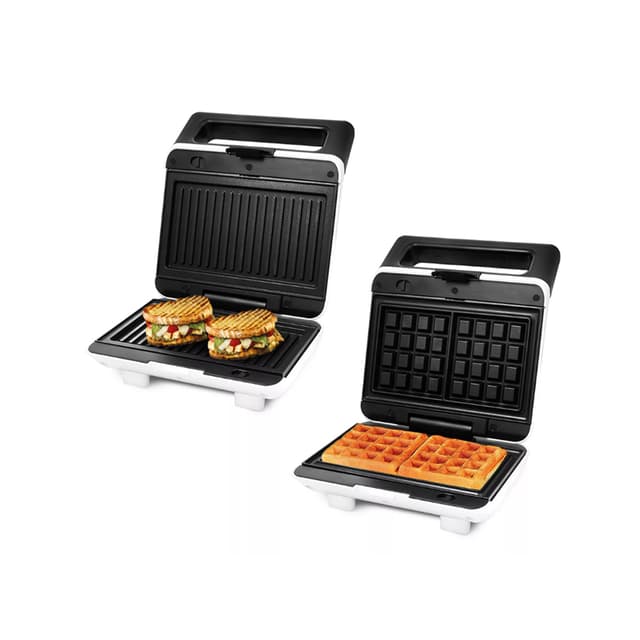 Мультипекарь, Kitfort, КТ-1638, Бельгийские вафли, Гриль, Антипригарное покрытие, Сменные панели, Термоизолированная ручка, Длина шнура 0.7м, Мощность 800 Вт, Белый/черный
