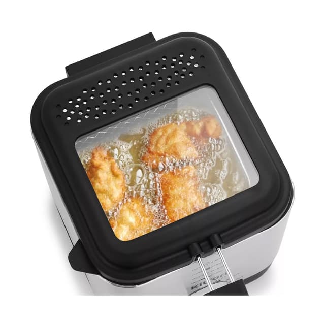 Фритюрница, Kitfort, КТ-2017, Ёмкость чаши 1.5 л, 3 температурных режима, Температура 130-190°C, Длина шнура 0.99 м, Мощность 900 Вт, Стальной