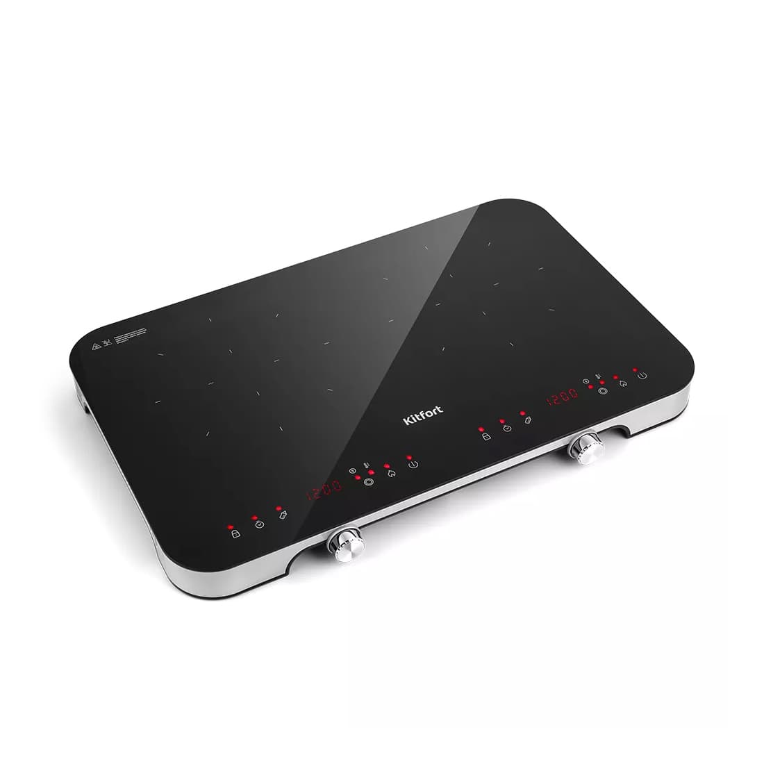 Индукционная плита, Kitfort, КТ-149, Мощность 1800 + 1300 Вт, Управление сенсорное, Ступеней мощности 12 + 10, Таймер до 24 часов , Цвет черный