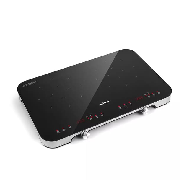 Индукционная плита, Kitfort, КТ-149, Мощность 1800 + 1300 Вт, Управление сенсорное, Ступеней мощности 12 + 10, Таймер до 24 часов , Цвет черный