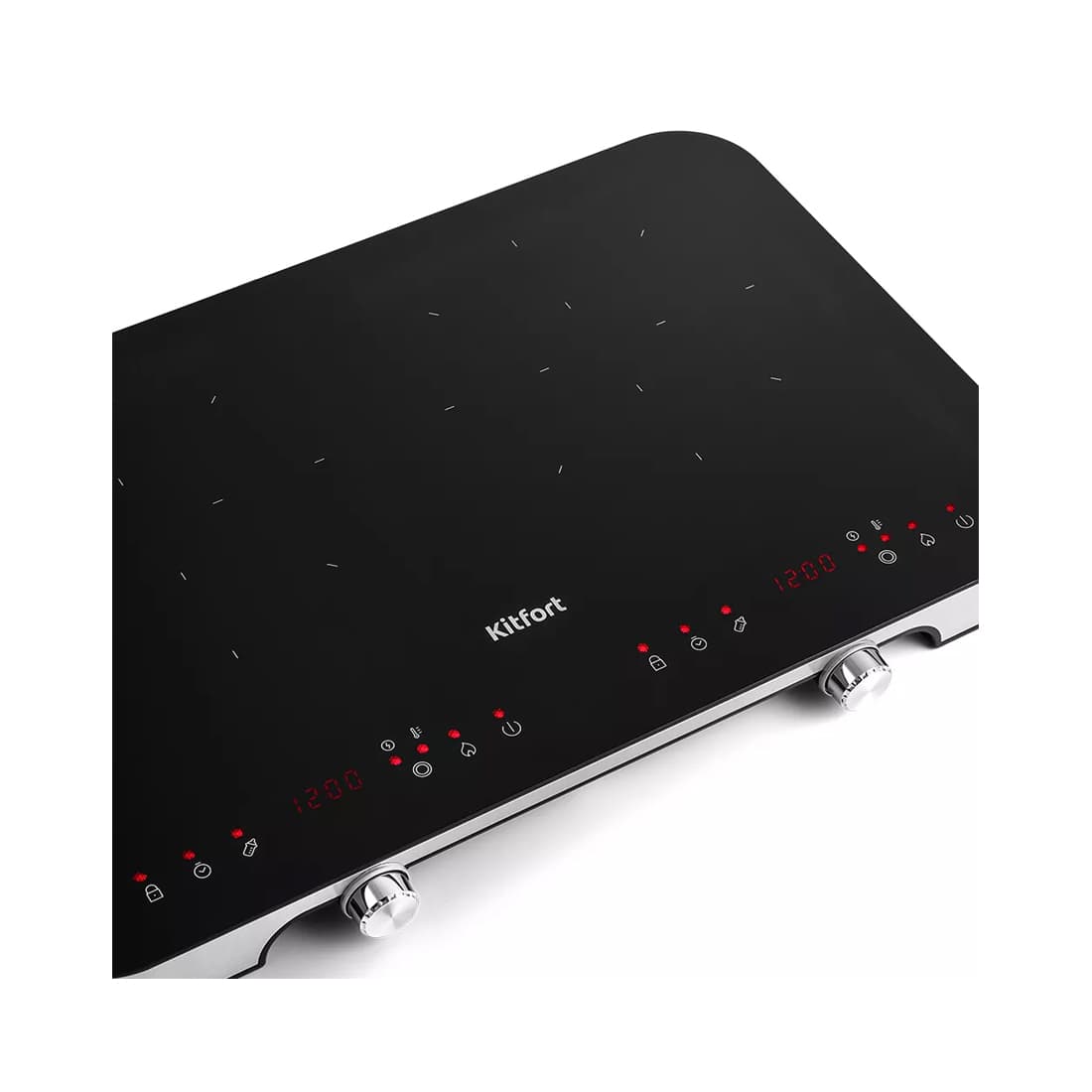 Индукционная плита, Kitfort, КТ-149, Мощность 1800 + 1300 Вт, Управление сенсорное, Ступеней мощности 12 + 10, Таймер до 24 часов , Цвет черный