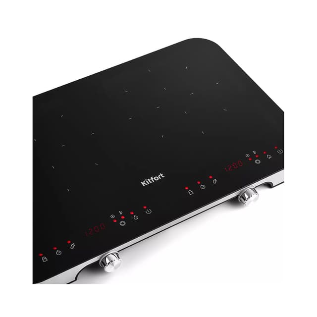 Индукционная плита, Kitfort, КТ-149, Мощность 1800 + 1300 Вт, Управление сенсорное, Ступеней мощности 12 + 10, Таймер до 24 часов , Цвет черный