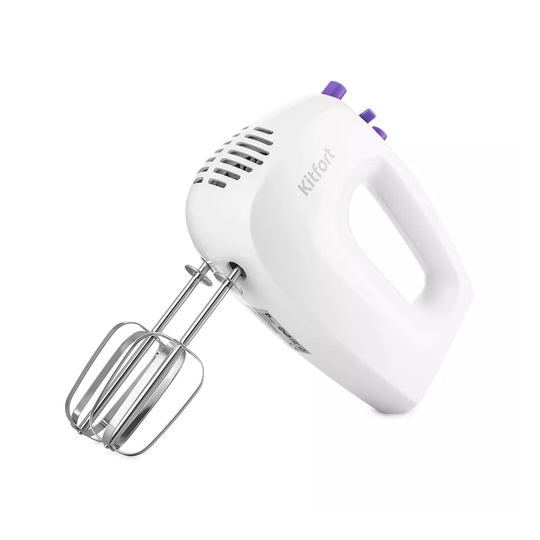 Миксер, Kitfort, КТ-3071-1, Мощность 200-250 Вт, Число скоростей 5, Количество насадок 4 , Цвет Бело-фиолетовый